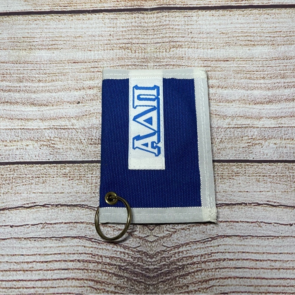 Vintage Alpha Delta Pi Sorority Key Chain Key Holder Wallet 80s White Blue